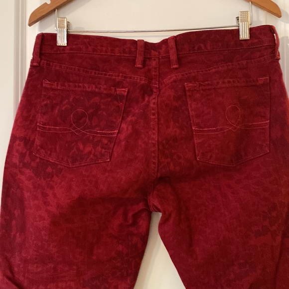 Lucky Legends Sofia Skinny Deep Red Jeans w Subtle Flower Print +MEASUREMENTS 31 - Picture 8 of 15
